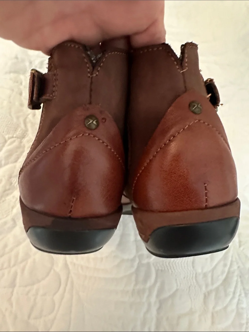Aetrex Women’s Cognac Leather Comfort Ankle Booties 9.5 Wide (D) - Picture 7 of 16